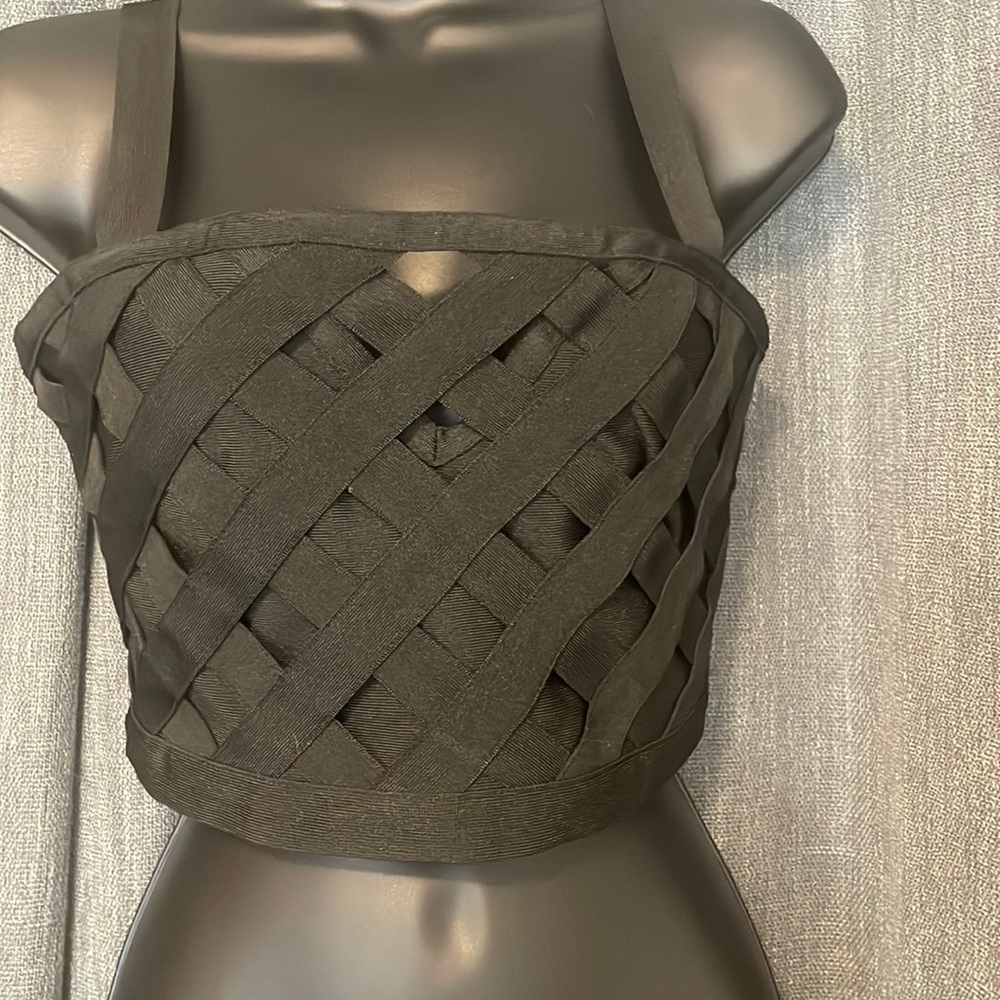 Gold label wow couture black crop top